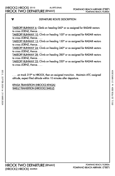 Pompano Beach Airpark Pompano Beach, FL (KPMP): HROCK TWO (RNAV) (DP)