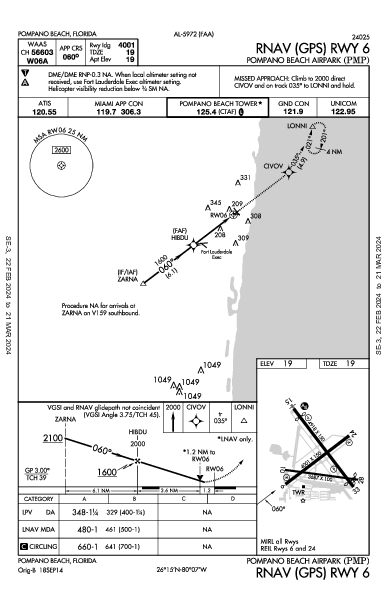 Pompano Beach Airpark Pompano Beach, FL (KPMP): RNAV (GPS) RWY 06 (IAP)