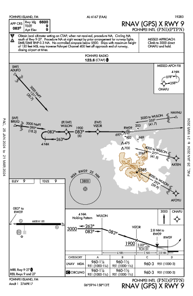 Pohnpei Intl Pohnpei Island,  (PTPN): RNAV (GPS) X RWY 09 (IAP)