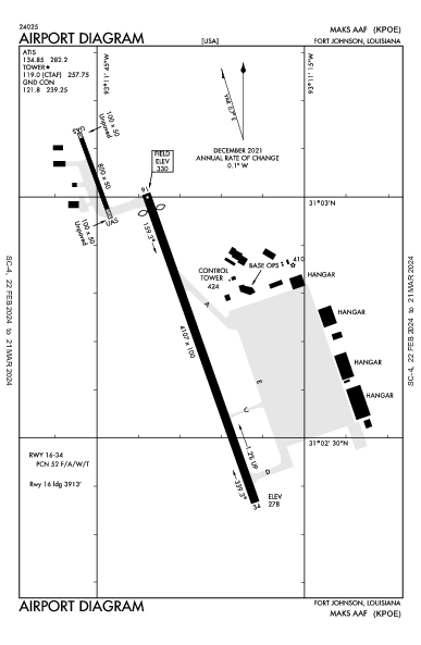 Maks Aaf Fort Johnson, LA (KPOE): AIRPORT DIAGRAM (APD)