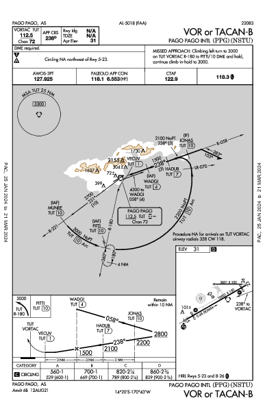 Pago Pago Intl Pago Pago, AS (NSTU): VOR OR TACAN-B (IAP)