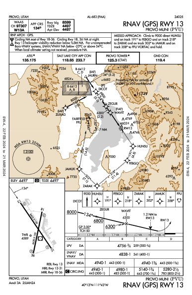 Provo Muni Provo, UT (KPVU): RNAV (GPS) RWY 13 (IAP)