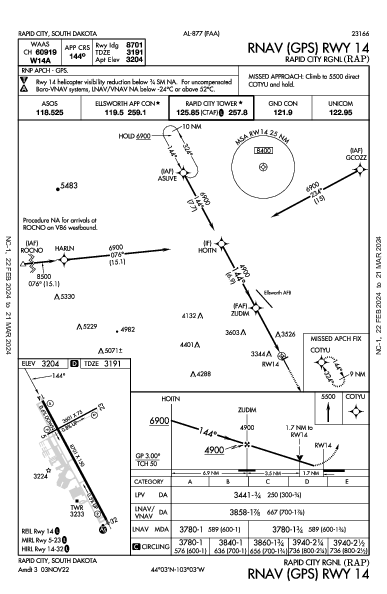 Rapid City Rgnl Rapid City, SD (KRAP): RNAV (GPS) RWY 14 (IAP)