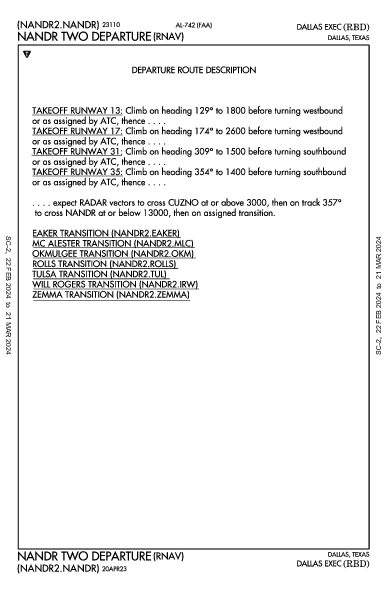Dallas Exec Dallas, TX (KRBD): NANDR TWO (RNAV) (DP)