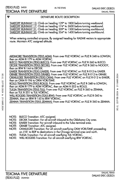Dallas Exec Dallas, TX (KRBD): TEXOMA FIVE (DP)