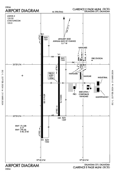 Clarence E Page Muni Oklahoma City, OK (KRCE): AIRPORT DIAGRAM (APD)