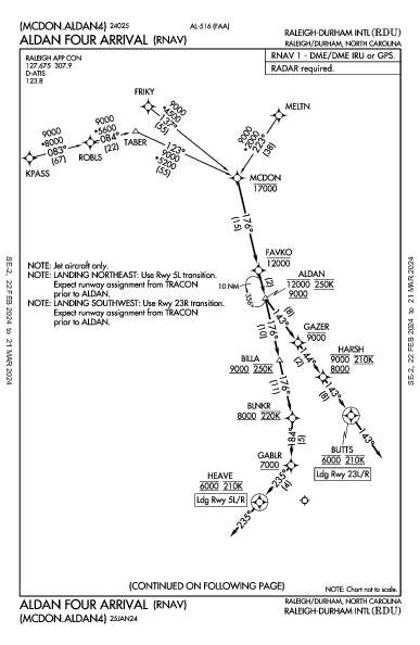 Raleigh/Durham Raleigh/Durham, NC (KRDU): ALDAN FOUR (RNAV) (STAR)