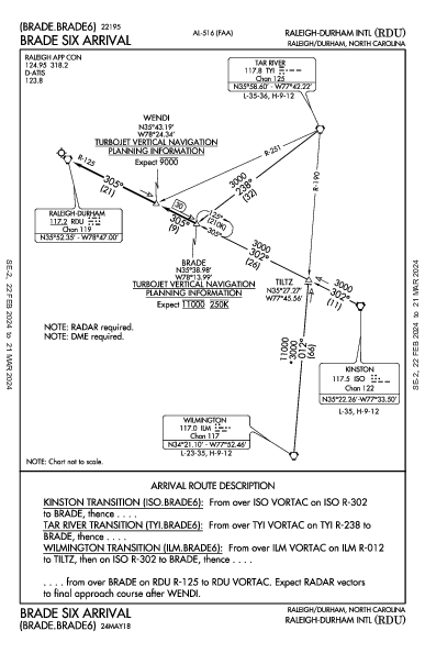 롤리 더럼 공항 Raleigh/Durham, NC (KRDU): BRADE SIX (STAR)
