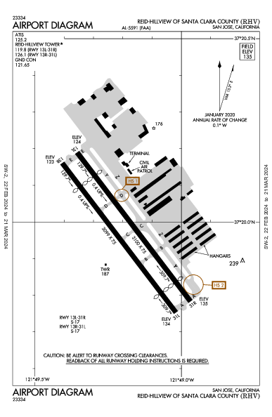 Santa Clara County San Jose, CA (KRHV): AIRPORT DIAGRAM (APD)