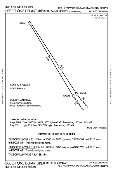 Santa Clara County San Jose, CA (KRHV): DECOT ONE (OBSTACLE) (RNAV) (ODP)