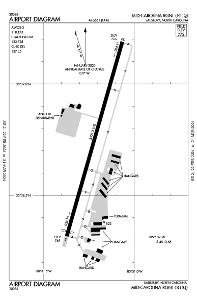 Mid-Carolina Rgnl Salisbury, NC (KRUQ): AIRPORT DIAGRAM (APD)