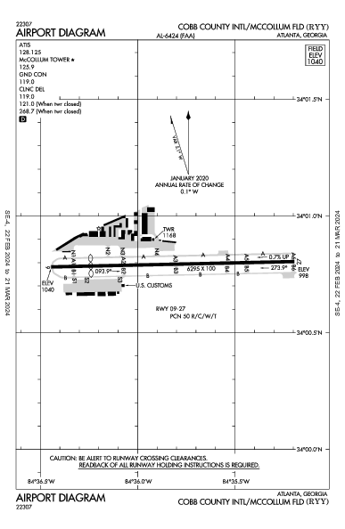 Cobb County International Atlanta, GA (KRYY): AIRPORT DIAGRAM (APD)