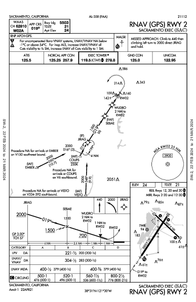 Sacramento Exec Sacramento, CA (KSAC): RNAV (GPS) RWY 02 (IAP)