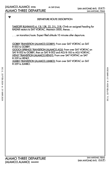 San Antonio Intl San Antonio, TX (KSAT): ALAMO THREE (DP)