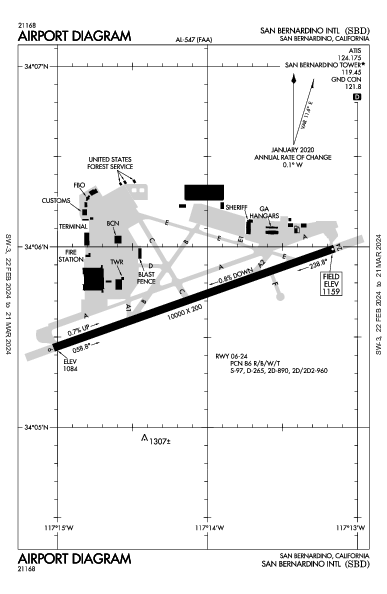 San Bernardino Intl San Bernardino, CA (KSBD): AIRPORT DIAGRAM (APD)