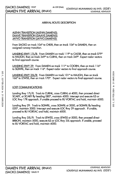 Louisville Louisville, KY (KSDF): DAMEN FIVE (RNAV) (STAR)