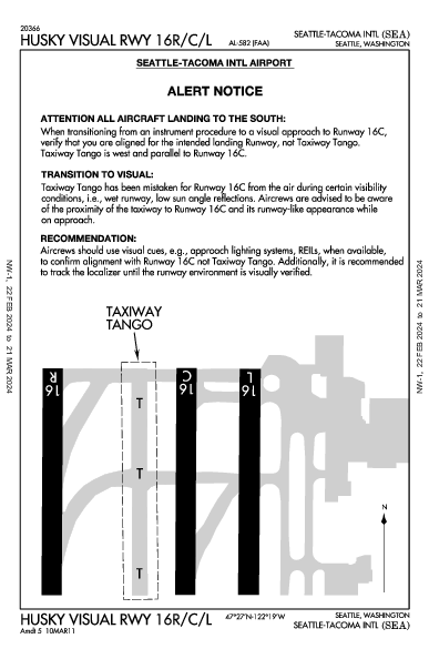 Int'l di Seattle-Tacoma Seattle, WA (KSEA): HUSKY VISUAL RWY 16 R/C/L (IAP)