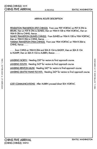 西雅圖－塔科馬國際機場 Seattle, WA (KSEA): CHINS FIVE (STAR)