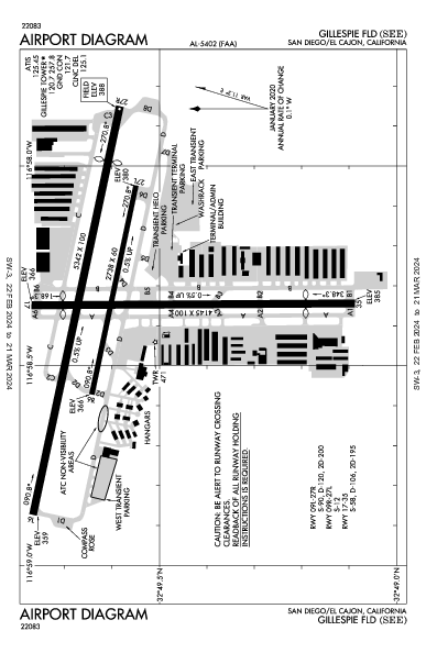 Gillespie Fld San Diego/El Cajon, CA (KSEE): AIRPORT DIAGRAM (APD)