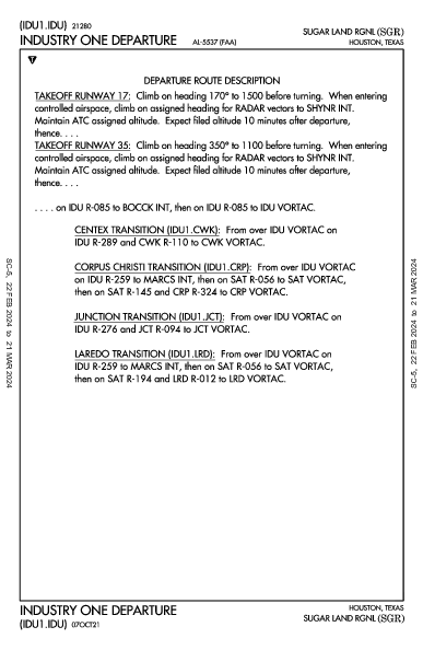 Sugar Land Rgnl Houston, TX (KSGR): INDUSTRY ONE (DP)