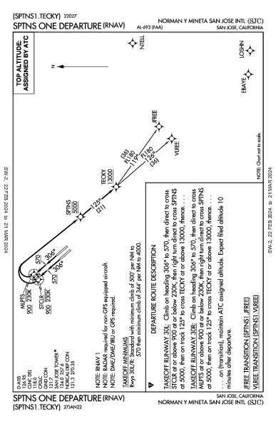 Int'l de San José San Jose, CA (KSJC): SPTNS ONE (RNAV) (DP)