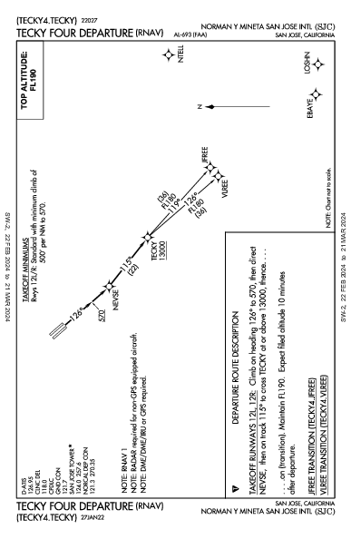 San José San Jose, CA (KSJC): TECKY FOUR (RNAV) (DP)