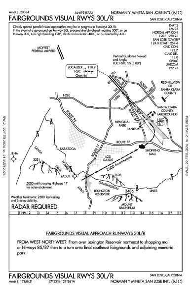 San Jose Int'l San Jose, CA (KSJC): FAIRGROUNDS VISUAL RWY 30L/R (IAP)