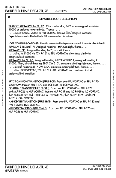 ソルトレイクシティ国際空港 Salt Lake City, UT (KSLC): FAIRFIELD NINE (DP)