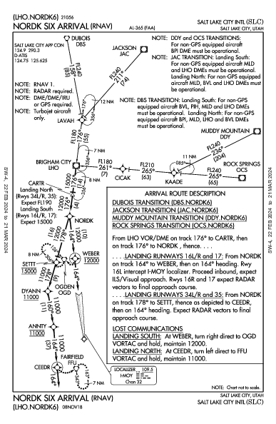 Salt Lake City Salt Lake City, UT (KSLC): NORDK SIX (RNAV) (STAR)
