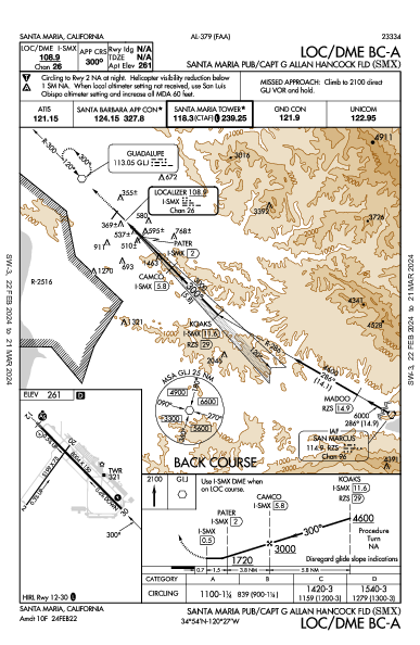 Santa Maria Santa Maria, CA (KSMX): LOC/DME BC-A (IAP)