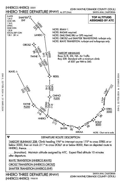 John Wayne Santa Ana, CA (KSNA): HHERO THREE (RNAV) (DP)