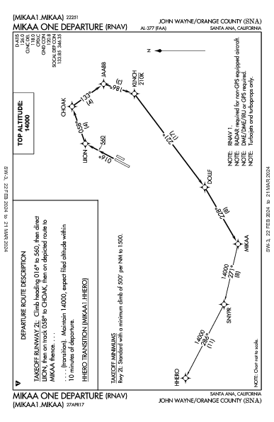 John Wayne Santa Ana, CA (KSNA): MIKAA ONE (RNAV) (DP)