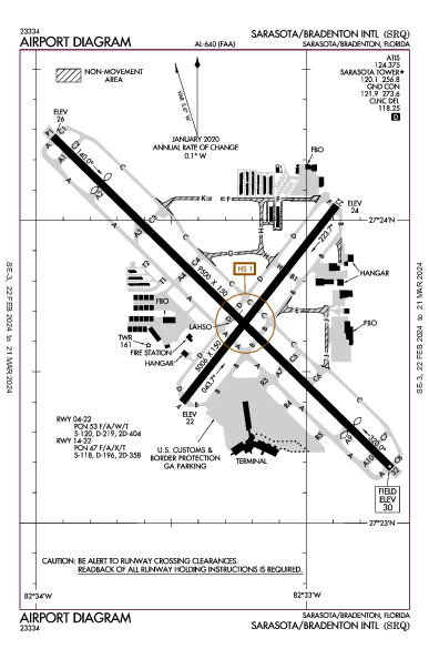 Sarasota/Bradenton Intl Sarasota/Bradenton, FL (KSRQ): AIRPORT DIAGRAM (APD)