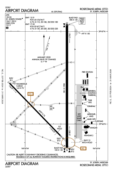 Rosecrans Meml St Joseph, MO (KSTJ): AIRPORT DIAGRAM (APD)