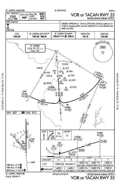 Rosecrans Meml St Joseph, MO (KSTJ): VOR OR TACAN RWY 35 (IAP)