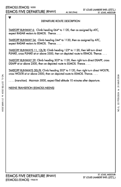 兰伯特－圣路易斯国际机场 St Louis, MO (KSTL): EEMOS FIVE (RNAV) (DP)