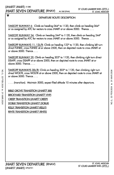 ランバート・セントルイス国際空港 St Louis, MO (KSTL): JHART SEVEN (RNAV) (DP)