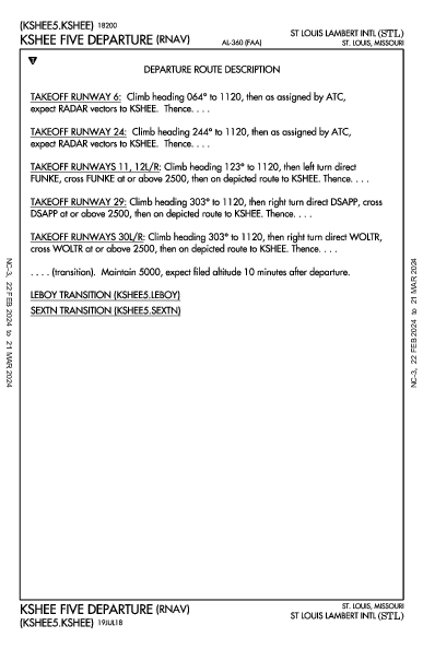 ランバート・セントルイス国際空港 St Louis, MO (KSTL): KSHEE FIVE (RNAV) (DP)