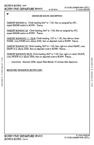 兰伯特－圣路易斯国际机场 St Louis, MO (KSTL): ROTRY FIVE (RNAV) (DP)