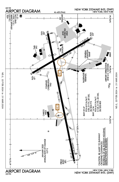 New York Stewart Intl New Windsor, NY (KSWF): AIRPORT DIAGRAM (APD)