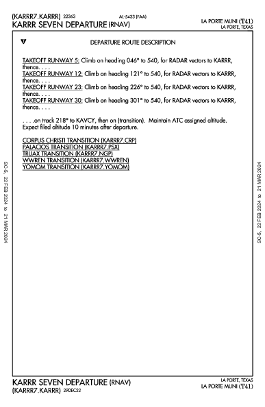 La Porte Muni La Porte, TX (T41): KARRR SEVEN (RNAV) (DP)