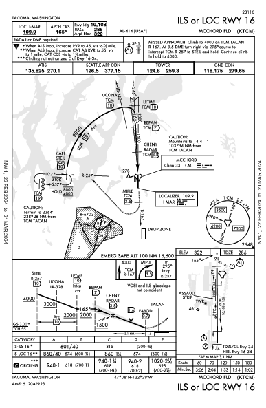 Mcchord Fld (Joint Base Lewis-Mcchord) Tacoma, WA (KTCM): ILS OR LOC RWY 16 (IAP)