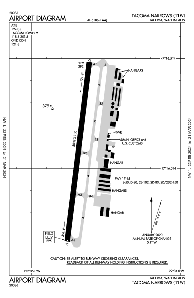 Tacoma Narrows Tacoma, WA (KTIW): AIRPORT DIAGRAM (APD)