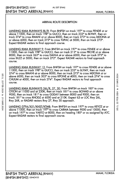 Miami Exec Miami, FL (KTMB): BNFSH TWO (RNAV) (STAR)