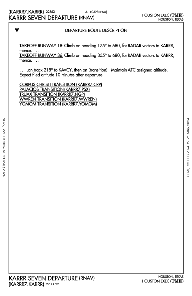 Houston Exec Houston, TX (KTME): KARRR SEVEN (RNAV) (DP)