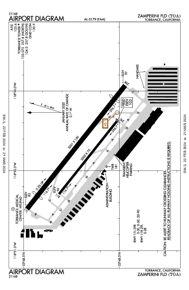 Zamperini Fld Torrance, CA (KTOA): AIRPORT DIAGRAM (APD)