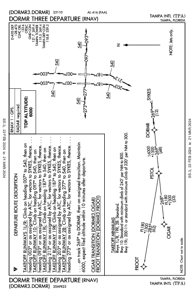 Tampa Intl Tampa, FL (KTPA): DORMR THREE (RNAV) (DP)