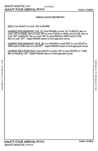 Tampa Tampa, FL (KTPA): MAATY FOUR (RNAV) (STAR)