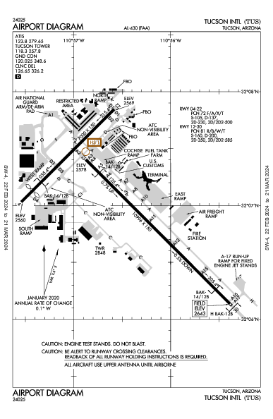 Int'l di Tucson Tucson, AZ (KTUS): AIRPORT DIAGRAM (APD)