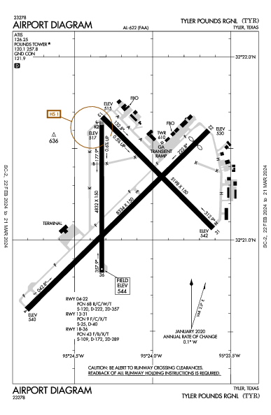 Tyler Pounds Rgnl Tyler, TX (KTYR): AIRPORT DIAGRAM (APD)